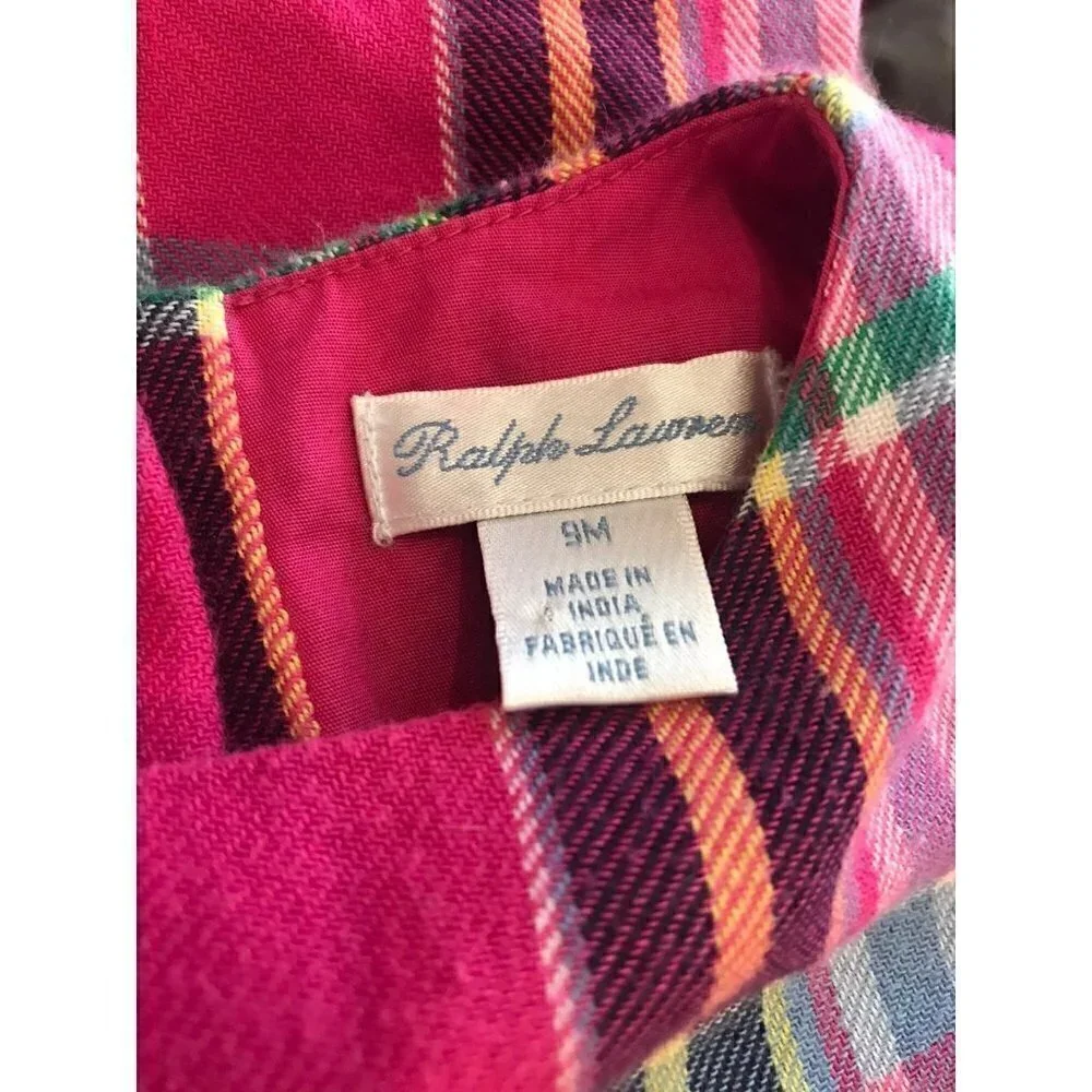Ralph Lauren plaid holiday dress sz 9 mos
